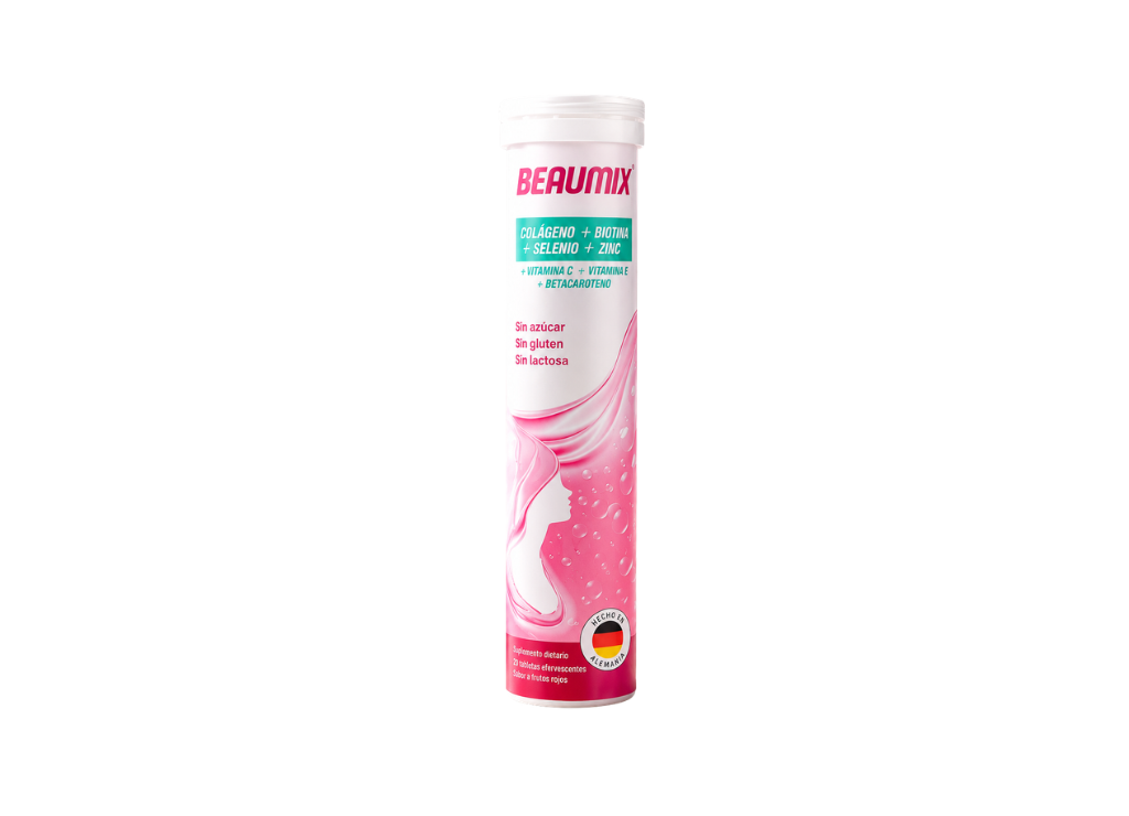 Colágeno efervescente con biotina y selenio, sabor a fresa sin azucar